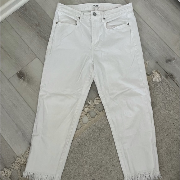 Frame Denim Jeans White Le Stevie Crop 